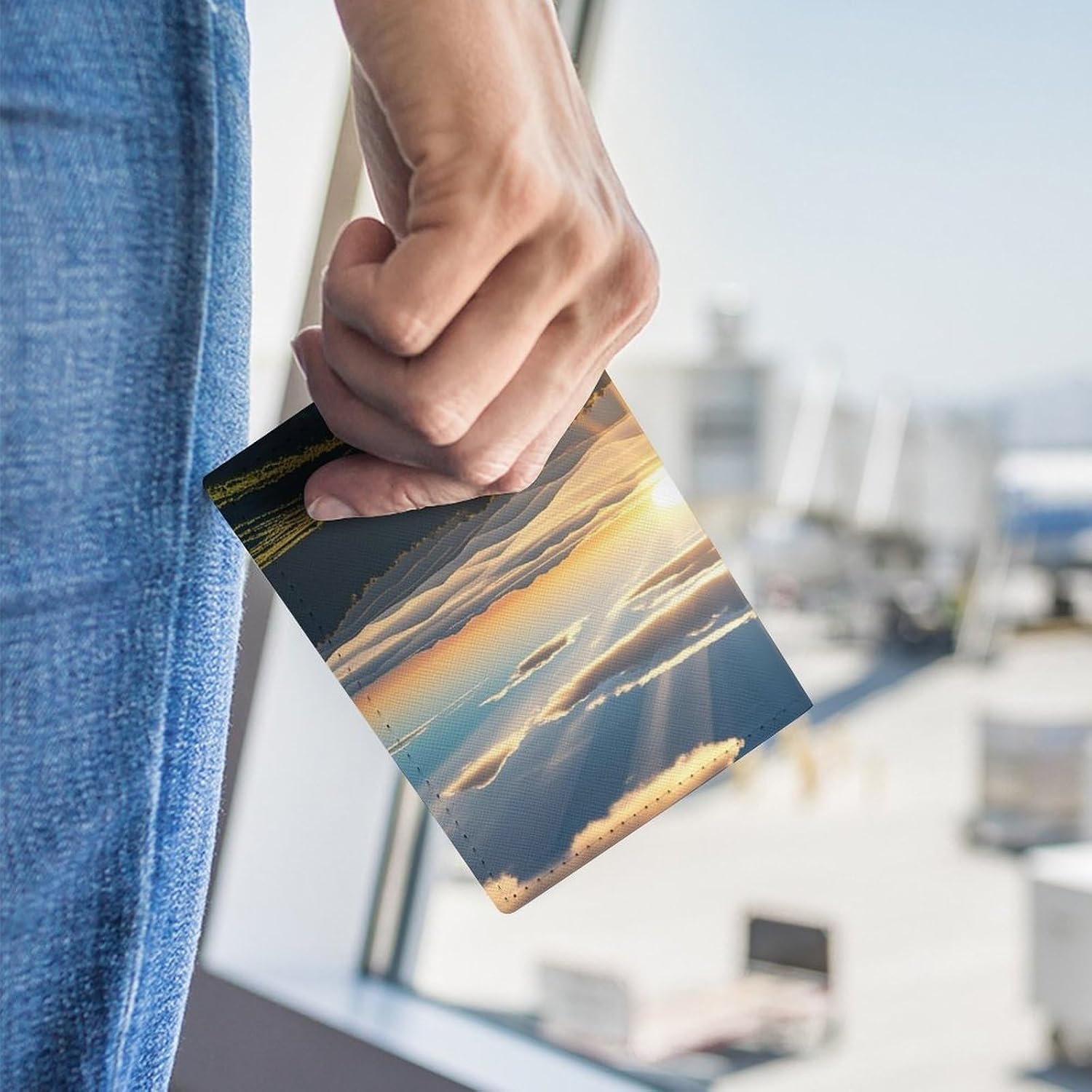 With Sun Rays Passport Holder Leather Passport Wallet Cover Case Passport Protective Cover Cute Passport Book Holder Slim Credit Card Holder Travel Accessories for Women Men