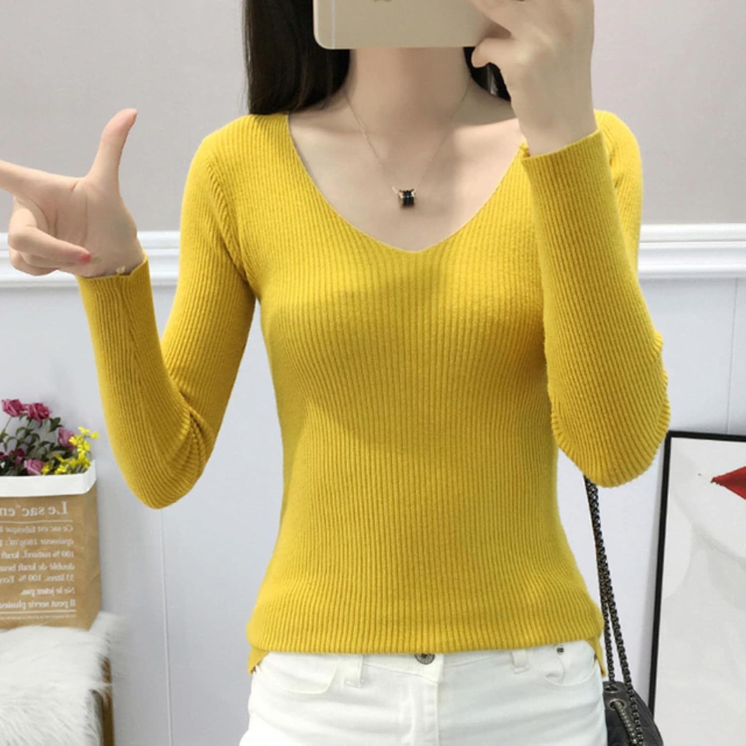 yellow knit sweater womens