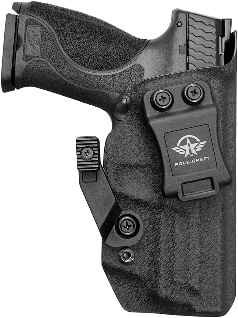 POLE.CRAFT M&P 2.0 Holster IWB Kydex Holster Fit: Smith & Wesson M&P 9mm M2.0 4"/4.25" Pistol with Thumb Safety - Inside Waistband Concealed - Cover Mag-Button - Widened Entrance - No Wear, No Jitter