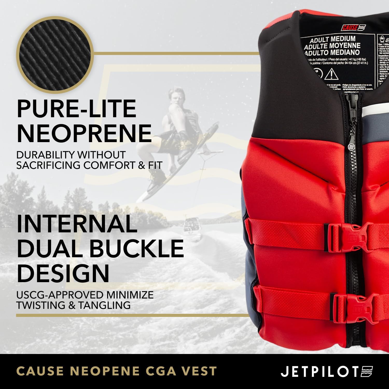 Jetpilot Cause Neoprene Coast Guard Approved Life Vest PFD