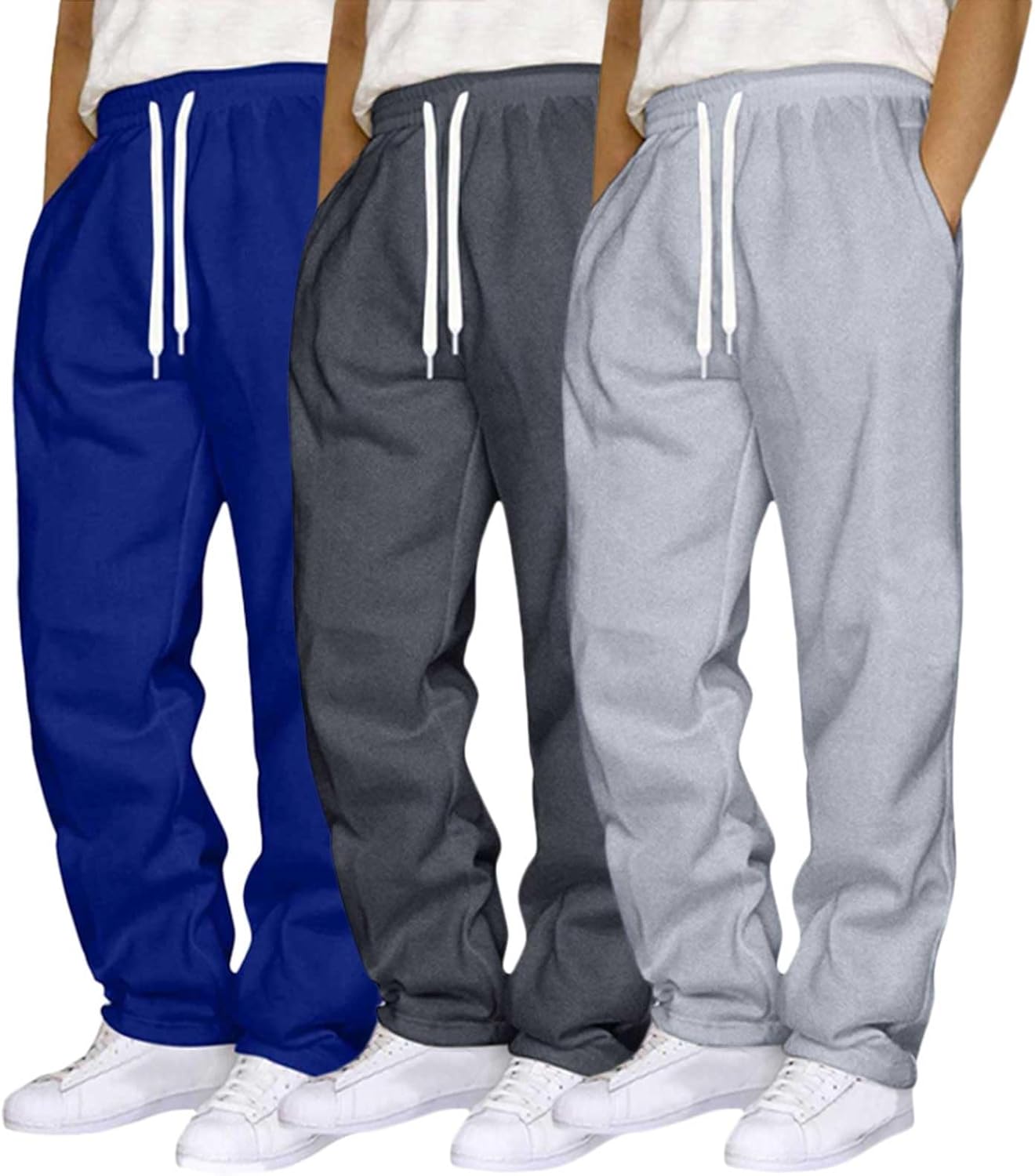 3er Pack Jogginghosen Herren - Bequeme Baumwoll-Sweatpants In Einfarbig