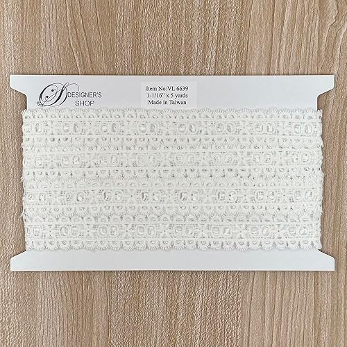 Miniatura 3 de Designer's Shop VL 6639 VL 6639 - Borde de encaje blanco de 5 yardas para costura, manualidades (margarita-mareado) 1-116 pulgadas x 5 yardas,