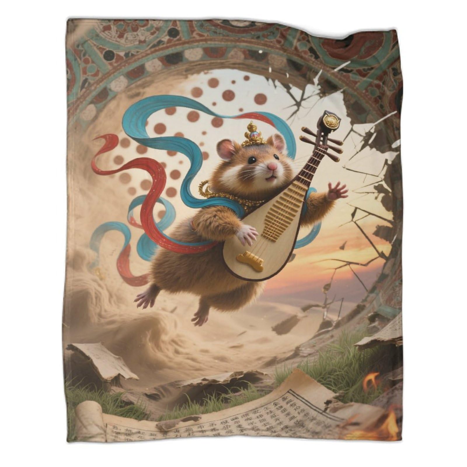 Couverture hamster doré 3D en polaire douce 150x200cm pour un confort thermique optimal sur canapé