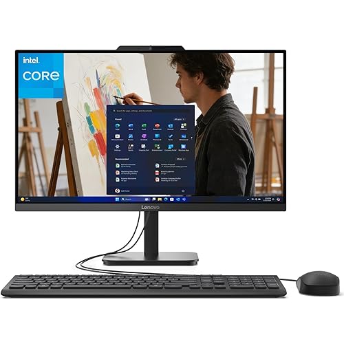 Lenovo IdeaCentre 24 23.8" All-in-One with Lifetime Office 365 for Web, 16GB DDR4 RAM, 1TB PCIe SSD, Intel N100 Processor, FHD AIO Desktop Computer, WiFi 6, Bluetooth, Jet Black, Win 11 Home