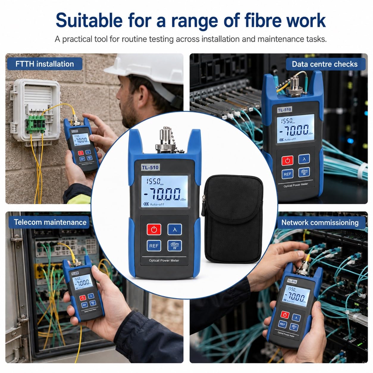 Photomètre fibre optique TL510, -70 à +10 dBm, 800-1650 nm