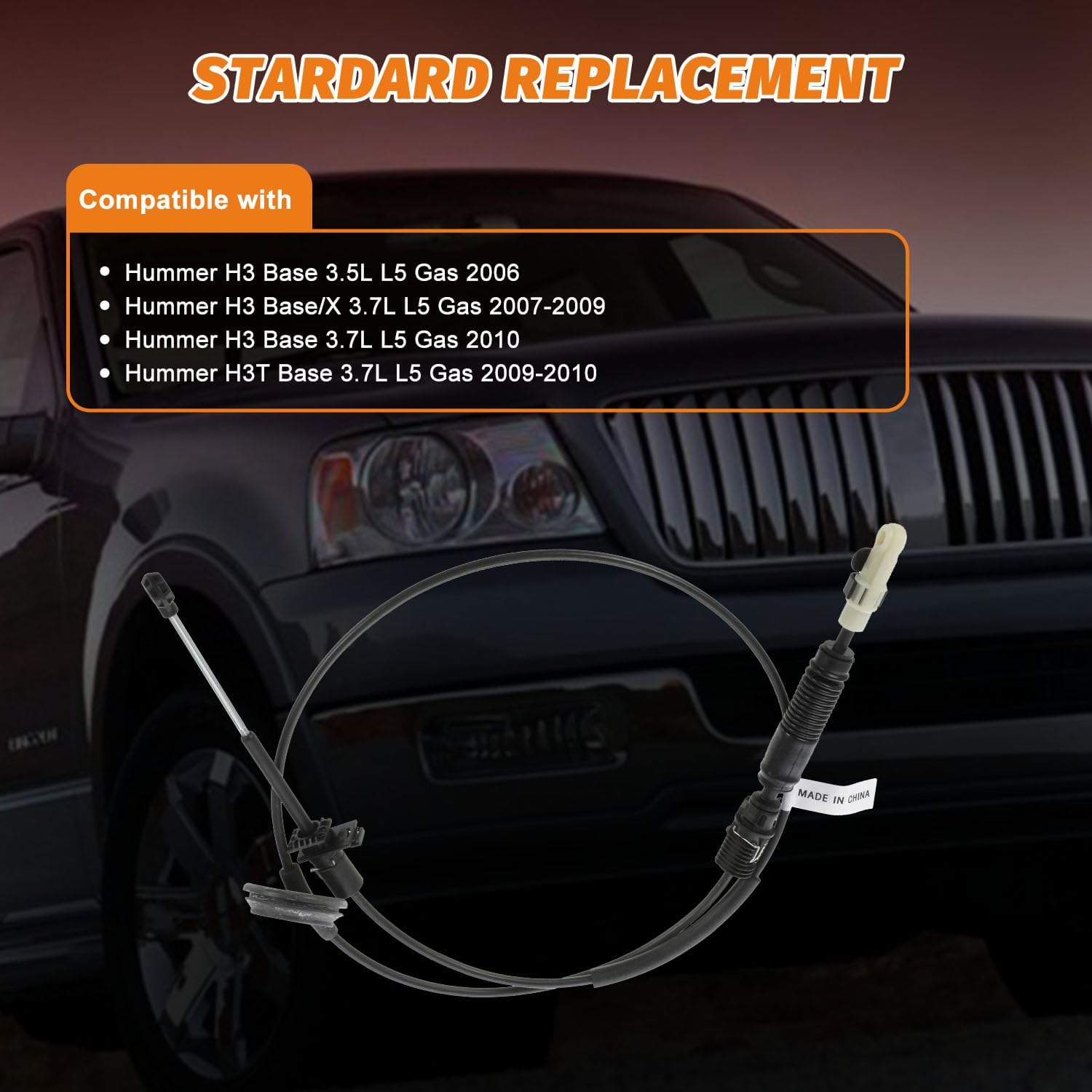 25800702 Automatic Transmission Gear Shift Cable Compatible with Hummer H3 2006-2010,FOR Hummer H3T 3.7L 2009-2010,Gear Shifter Cable Replace 15827746 15867642