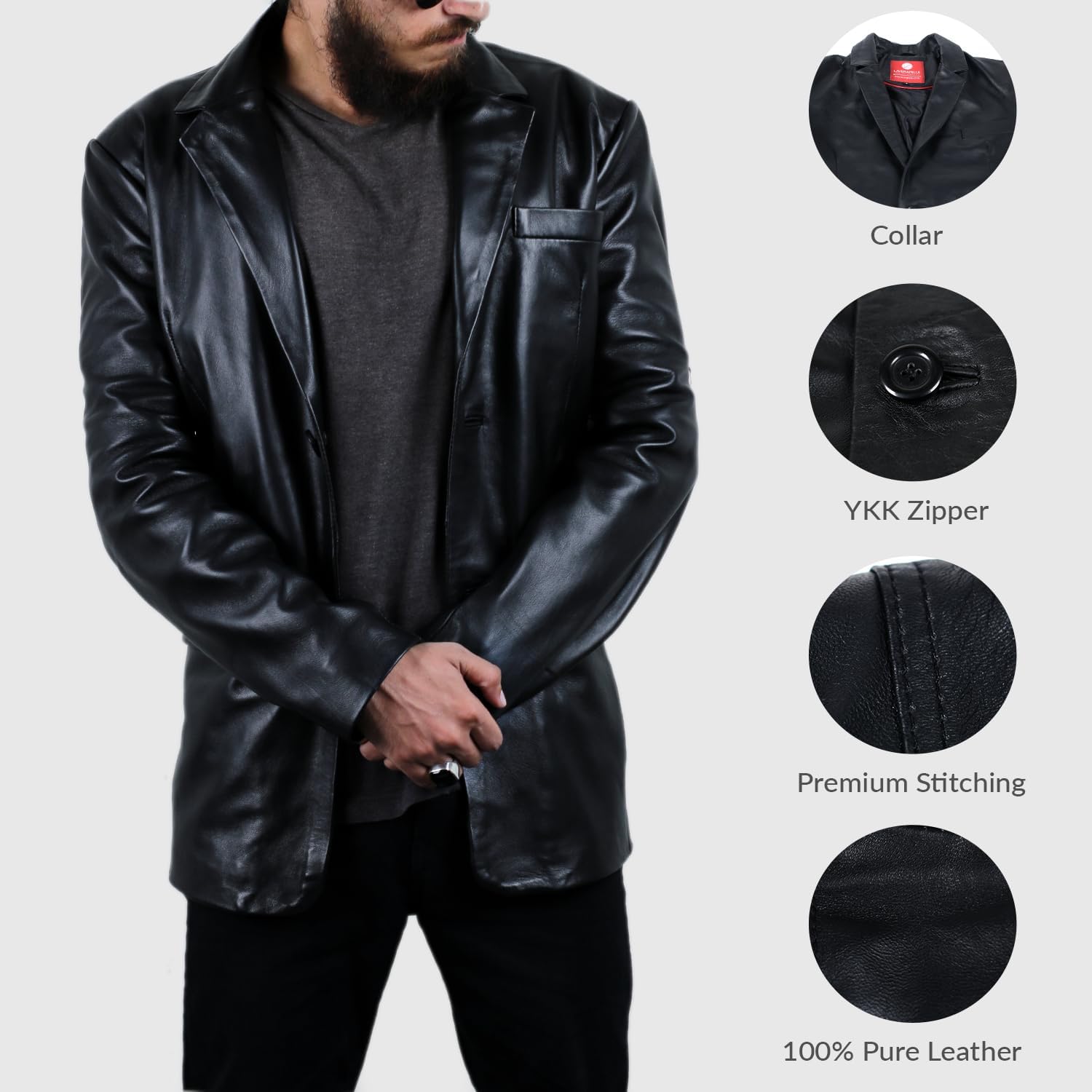 Laverapelle Men's Genuine Lambskin Leather Jacket (Black,) - 1501833 image 2