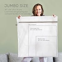 Vista 2 de Bolsas de malla extra grandes para ropa delicada, 2 bolsas de lavandería duraderas Jumbo XXL, bolsas de malla con lazo para colgar. Segura para ropa