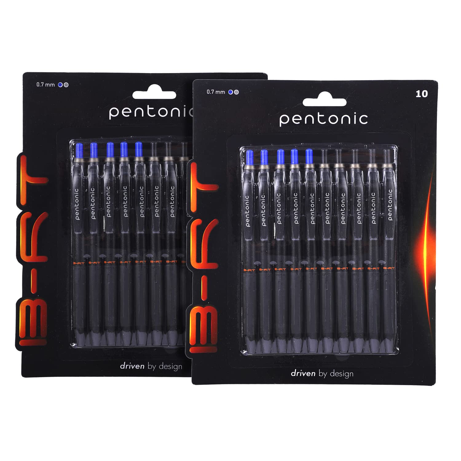 Pentonic B-RT 0.7mm Retractable Ball Pen Blister Pack | Blue & Black Ink | 10 Pcs Blue & 10 Pcs Black