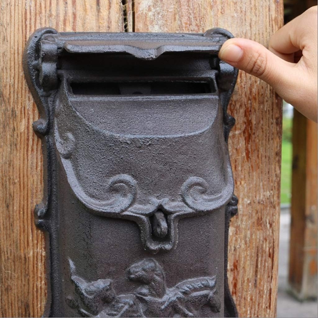 HBJWOV Cast Iron Crafts Retro Old Cast Iron Small Mailbox Mailbox Letter Box Wall Hanging Wall Hanging Garden Decorations