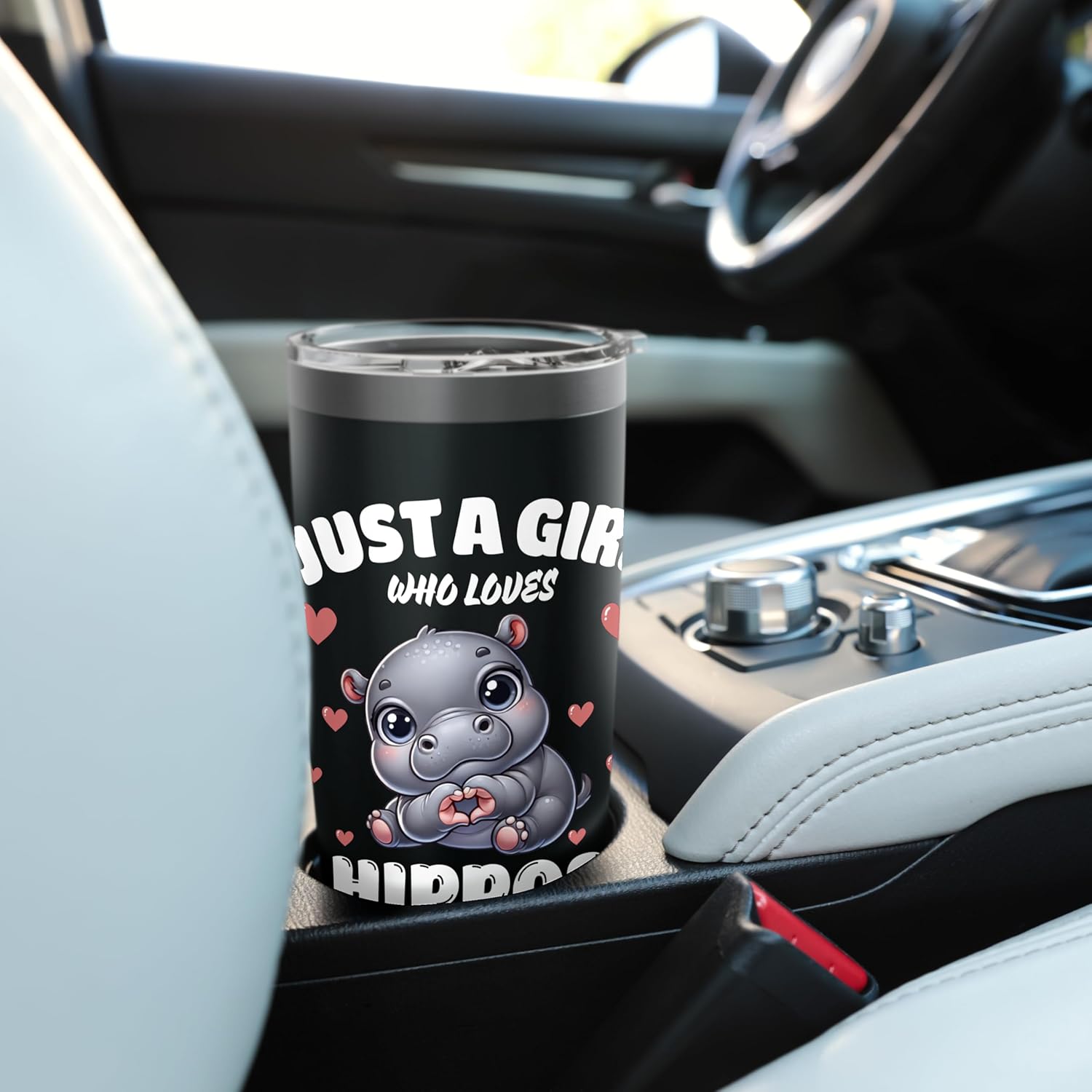 Just A Girl Who Loves Hippos, Cute Hippo Lovers Stainless Steel Insulated Tumbler - Image 6
