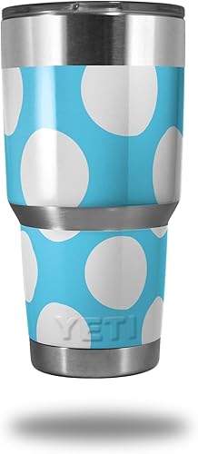 kearas Calcomanía de lunares, color blanco y azul – estilo piel Wrap Fits Yeti Rambler vaso de y Walmart Ozark Trail 30oz vasos (no incluido)
