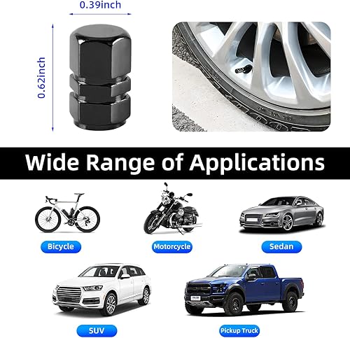 Miniatura 2 de 8 tapones para válvulas de neumáticos de automóvil, cubiertas de aleación de aluminio con anillo de goma, resistentes a la corrosión, herméticas a