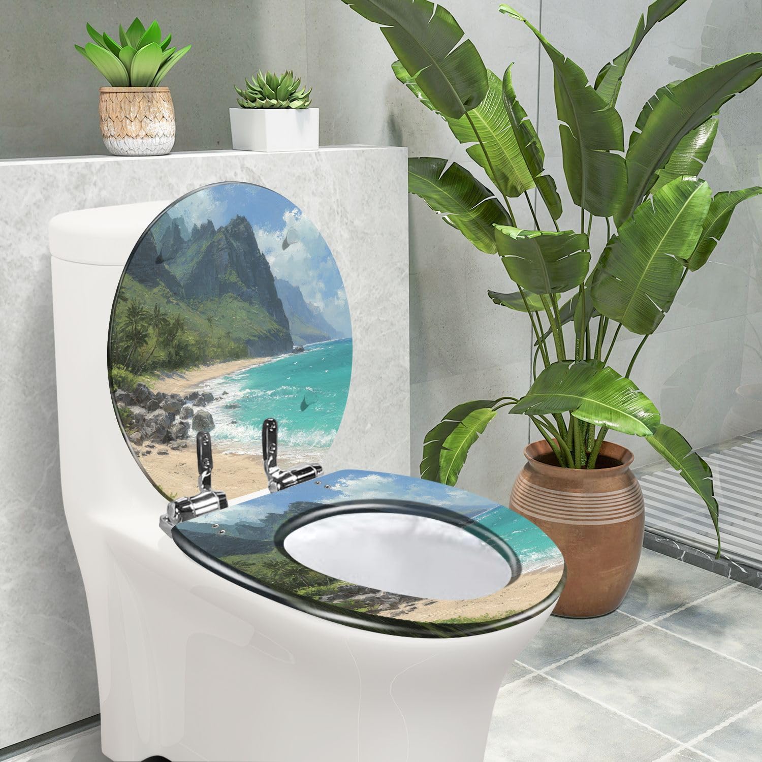 Asiento de inodoro redondo de resina genérico de repuesto para baño
