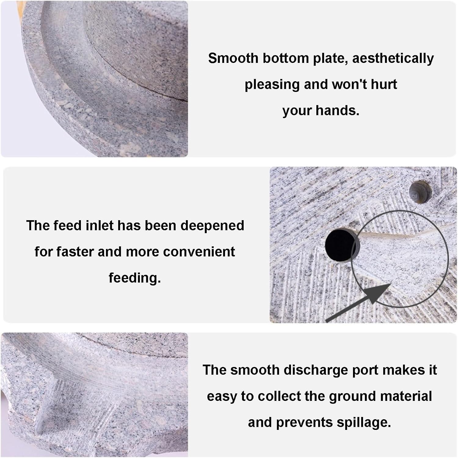 Natural Granite Stone Mill Grinder - Hand Crank for Grain, Bean, Barley & SES - Versatile Heat-Free Grinding for Fresh Flour & Nutritious Meals