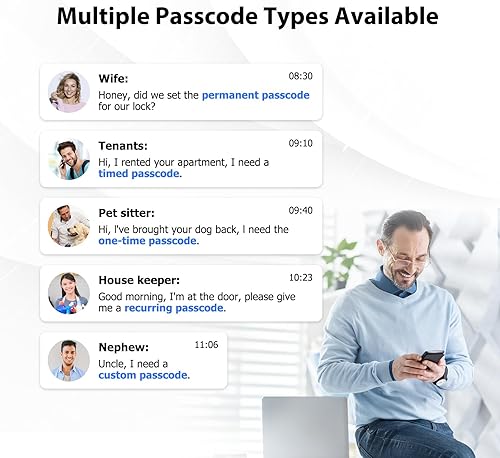 Miniatura 7 de CATCHFACE - Cerradura inteligente, cerradura de puerta con huella digital habilitada para Bluetooth y pantalla táctil, cerradura inteligente TTLock,