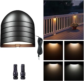 Low Voltage Deck Light - 12V LED Step Light Outdoor, 2700K/3000K/3500K/4000K/5000K Adjustable, IP65 Waterproof Hardwired Aluminum Black Lighting for Yard Fence Handrail Wall