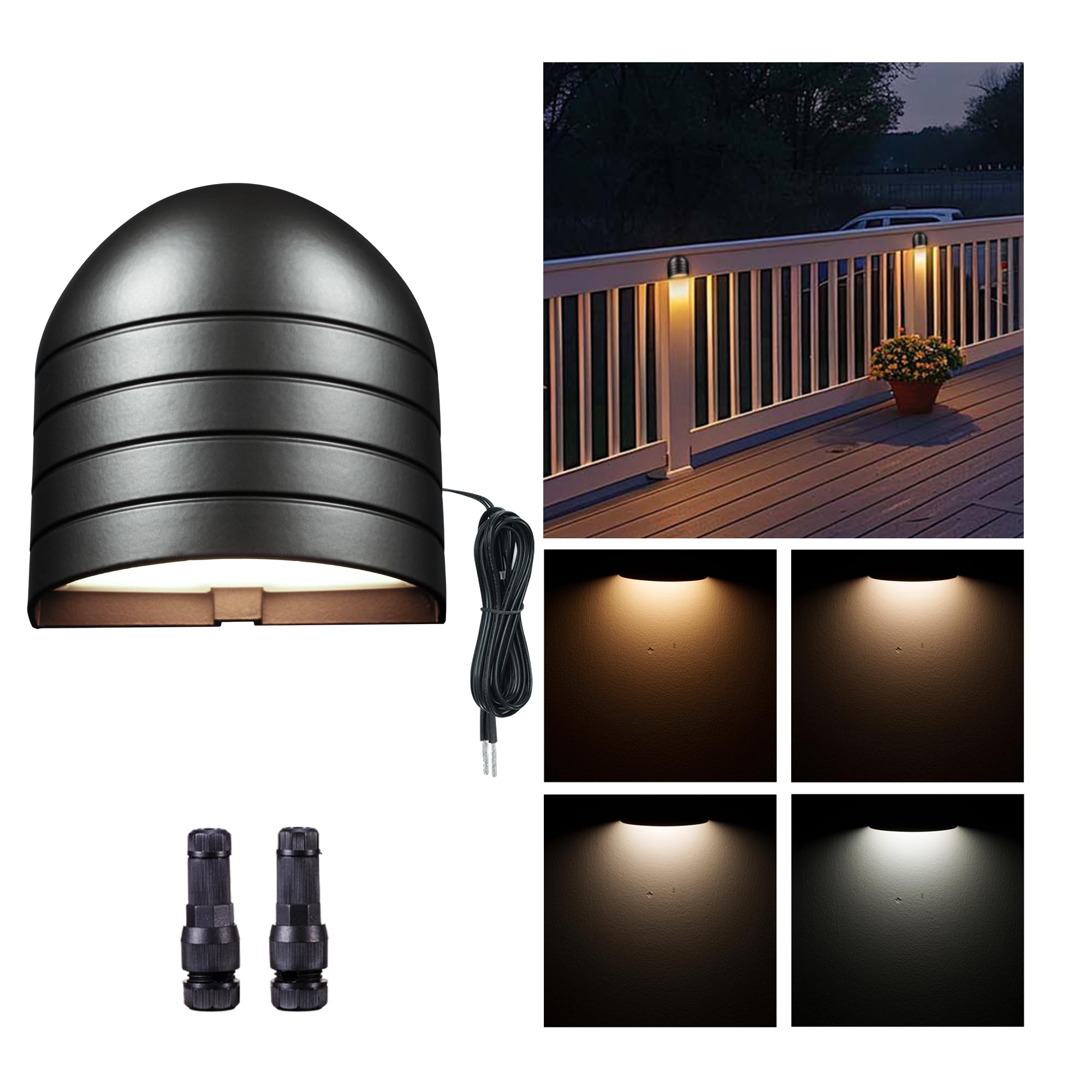 Varmtalys - Low Voltage Deck Light - 12V LED Outdoor Light, 2700K/3000K/3500K/4000K/5000K Adjustable, IP65 Waterproof with Black Aluminum Wire for Patio, Handrail Fence-image-18