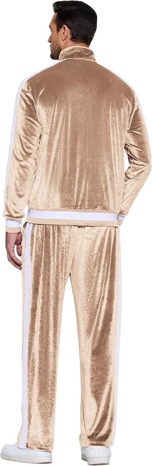 COOFANDY Mens Tracksuit 2 Piece Set Velour Sweatsuit Jogging Suits Full Zip Jacket Pants Outfits - Image 5