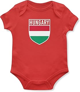 Purple Print House Baby,Clothing,Baby Boys 0-24m,Bodysuits & One-Pieces,Bodysuits Purple Print House Baby Boys Hungary Flag Badge Retro Babygrow - Football Country European 2021 Supporters Gifts for Baby - 2020 Hungarian Tournament Footy Soccer Top