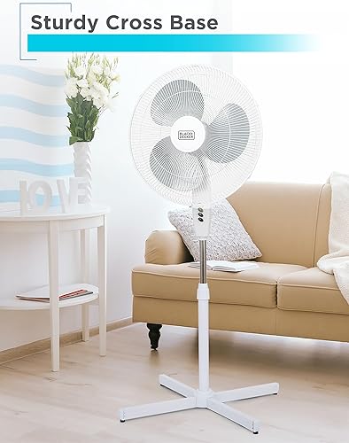 Miniatura 2 de BLACK+DECKER Ventilador de pedestal de 18 pulgadas, BFP18SXW, ventilador oscilante para el hogar y la oficina, ventilador de pie con 3 ajustes de