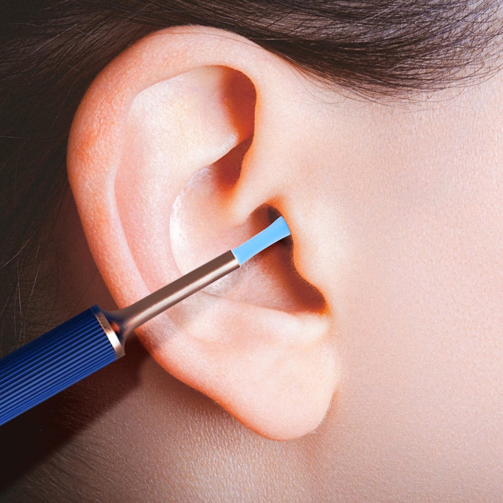 FRCOLOR 10pcs Ear Spoon Tips Ear Cleaner Replacement Tips Silicone Ear Wax Picker Cover Ear Spoon Sleeves Ear Wax Removal Tips Sleeves for Teens Adults Blue