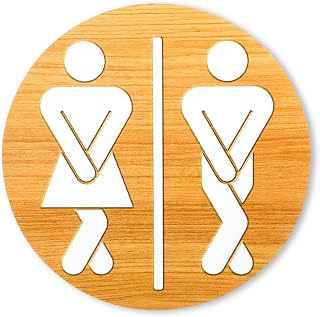 Restroom Sign Half Bathroom Decor, Funny Bathroom Signs Decor, 7.9 X 7.9 Inch Restroom Sign for Home Women Gender