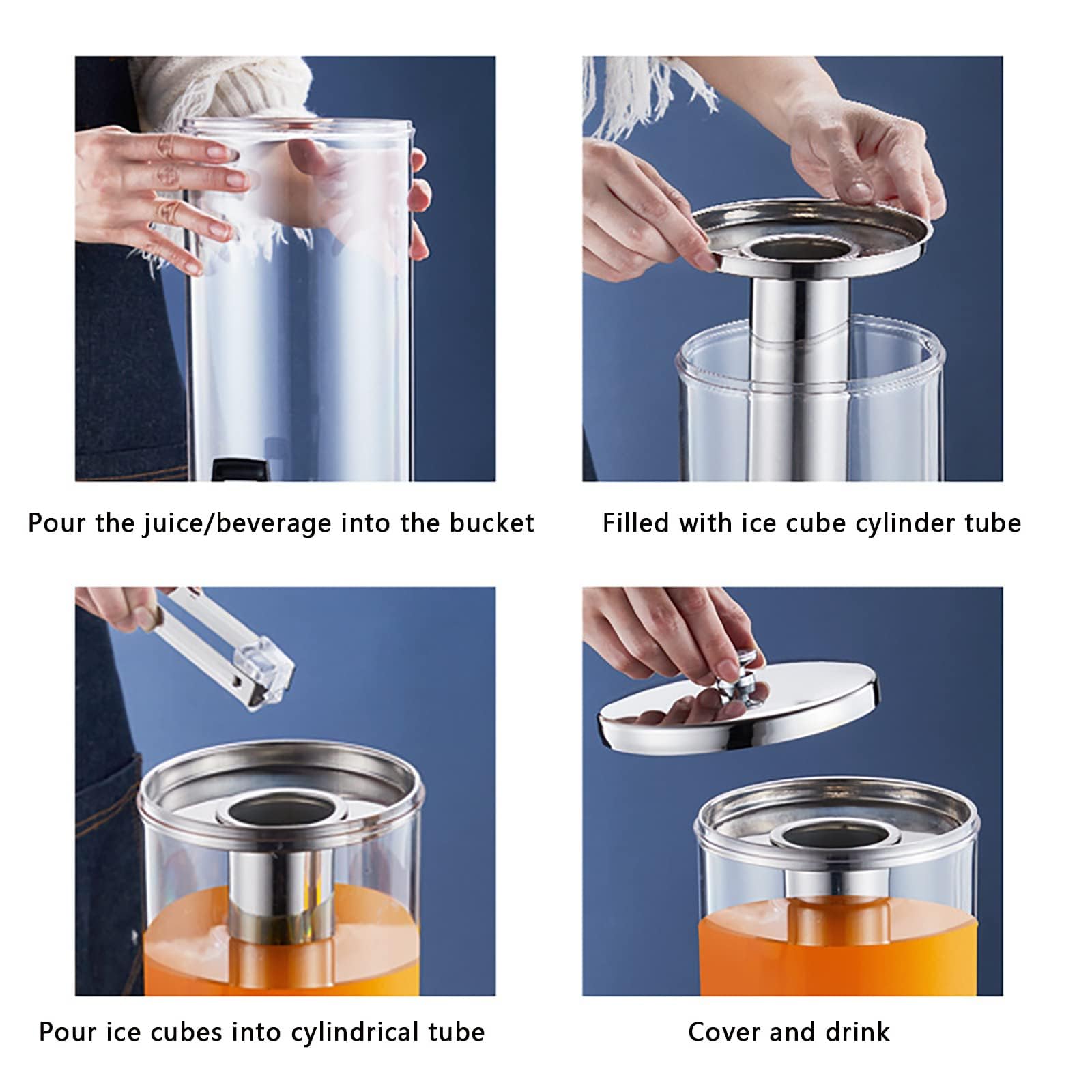 Dispensadores de bebidas de acero inoxidable, máquina comercial de bebidas frías de 3 litros, dispensador de zumo de frutas con soporte y grifo, for el hogar, restaurante y fiesta