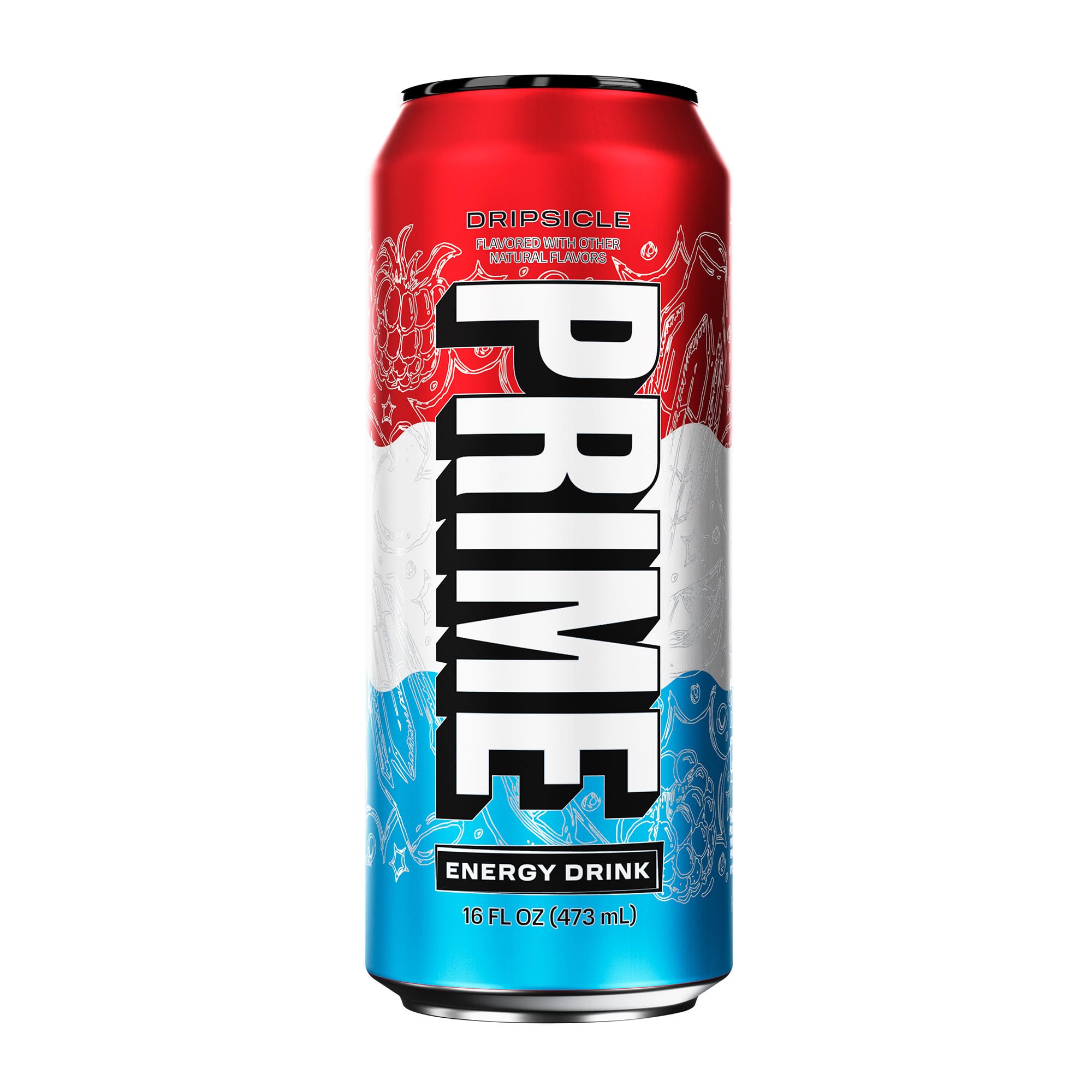 PRIME Energy DRIPSCICLE, Sugar Free Energy Drink, 200mg Caffeine and 355mg of Electrolytes for Hydration, Low Calorie, Vegan, Gluten Free, 16 Fluid Ounce Can