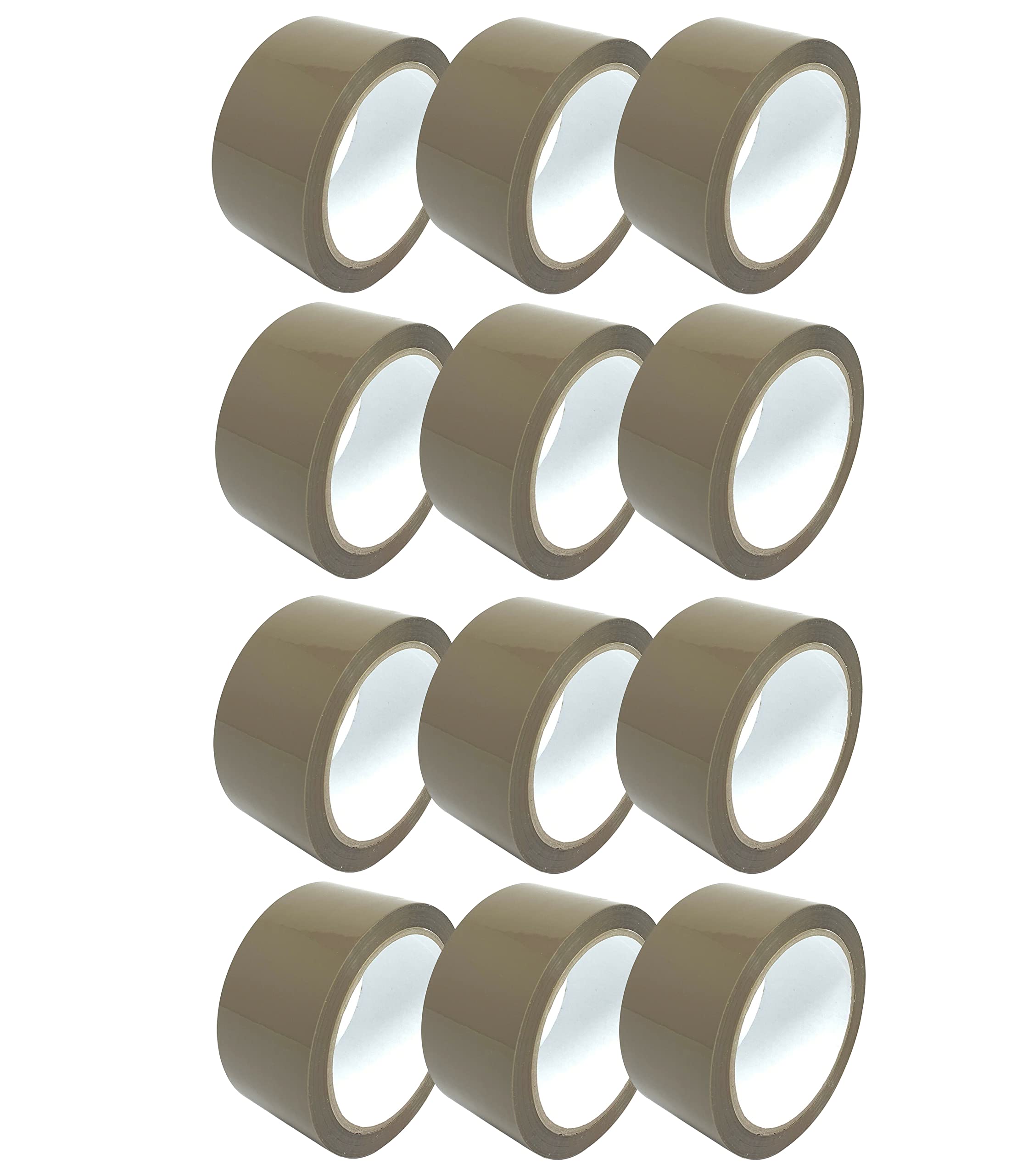 M1SS 12 Roll X Brown Packaging Tape Strong Heavy Duty Roll Pack Secure Sticky Sealing Tape for Parcel Boxes, Moving Boxes, Large Postal Bags for Long Term Storage 48MM x 66M (2")