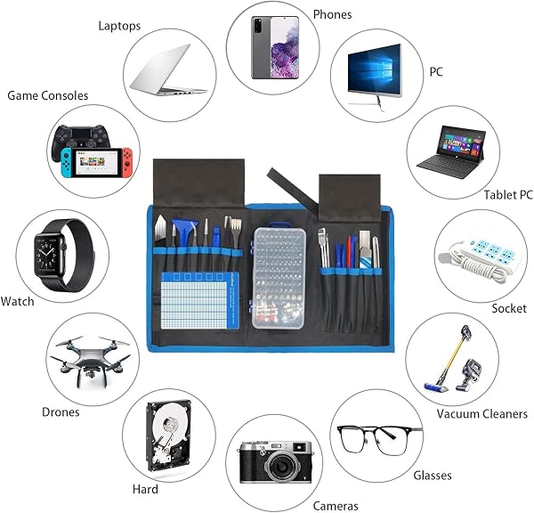 oGoDeal 155-in-1 Feinmechaniker Schraubendreher Werkzeug Set Reparaturwerkzeug für Computer, Brille, iPhone, Laptop, PC, Tablet, PS3, PS4, Xbox, Macbook, Kamera, Spielzeug (Schwarz) - 3