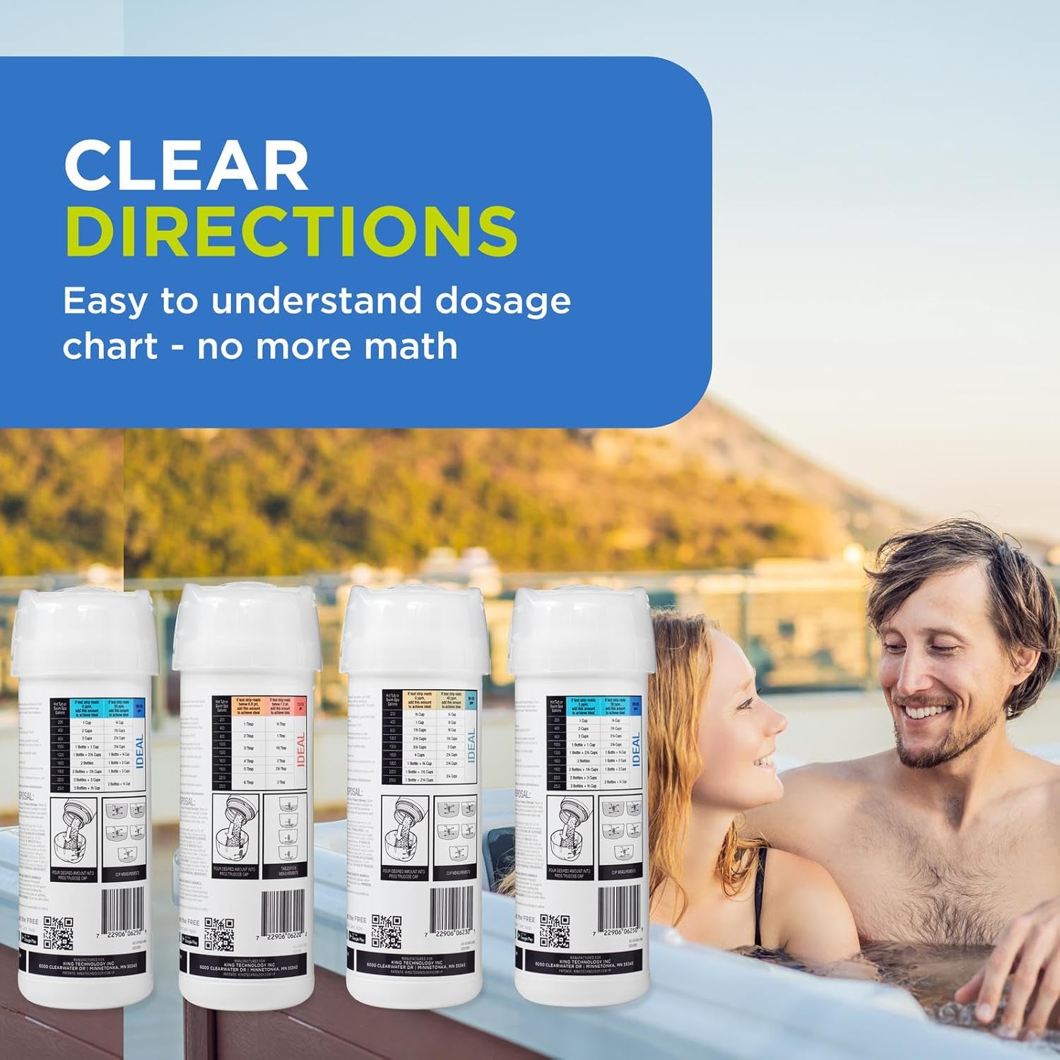 FROG Balancing Starter Kit for Hot Tubs and Swim Spas - pH, Total Alkalinity and Total Hardness Balancers with TruDose Measuring Caps