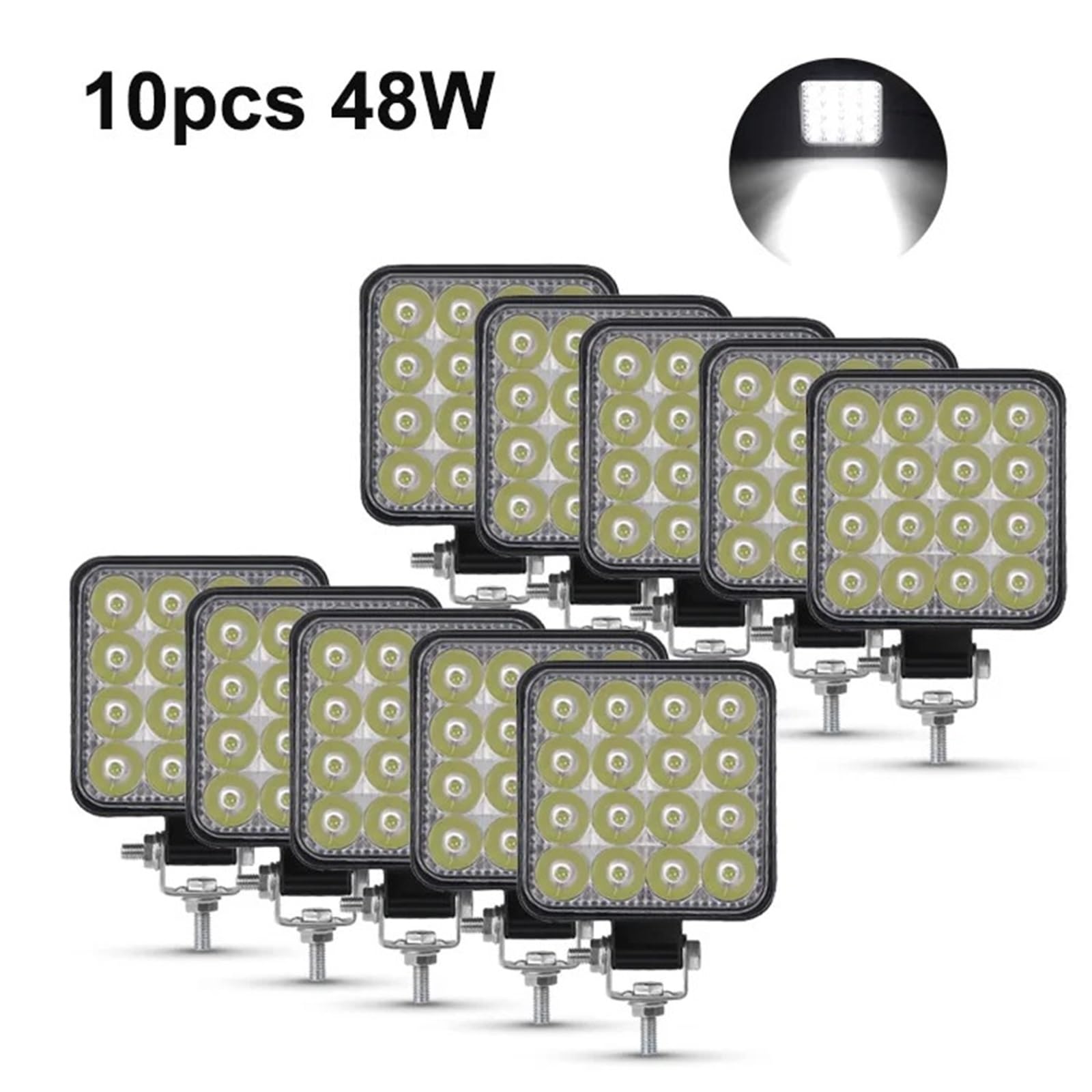 Faro Proiettore 48W LED Per Auto Barra Fari Bar Faro Da Lavoro MINI 16SMD Quadrato Rotondo Luce 12V Automatica Per Jeep Truck 4X4 SUV ATV Fari Delle Auto(10pc 48W squared)