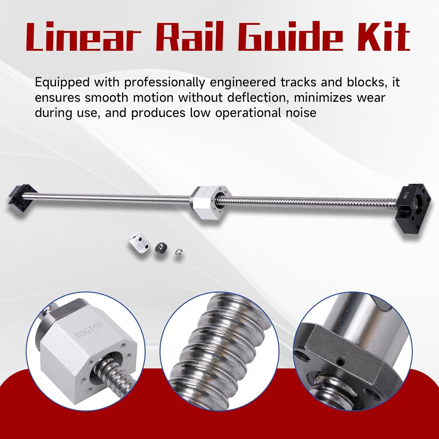 findmall 2 Pcs HGR20-800mm Linear Rail 1Pcs SFU1605 Ballscrew BF12/BK12 Blocks for CNC DIY