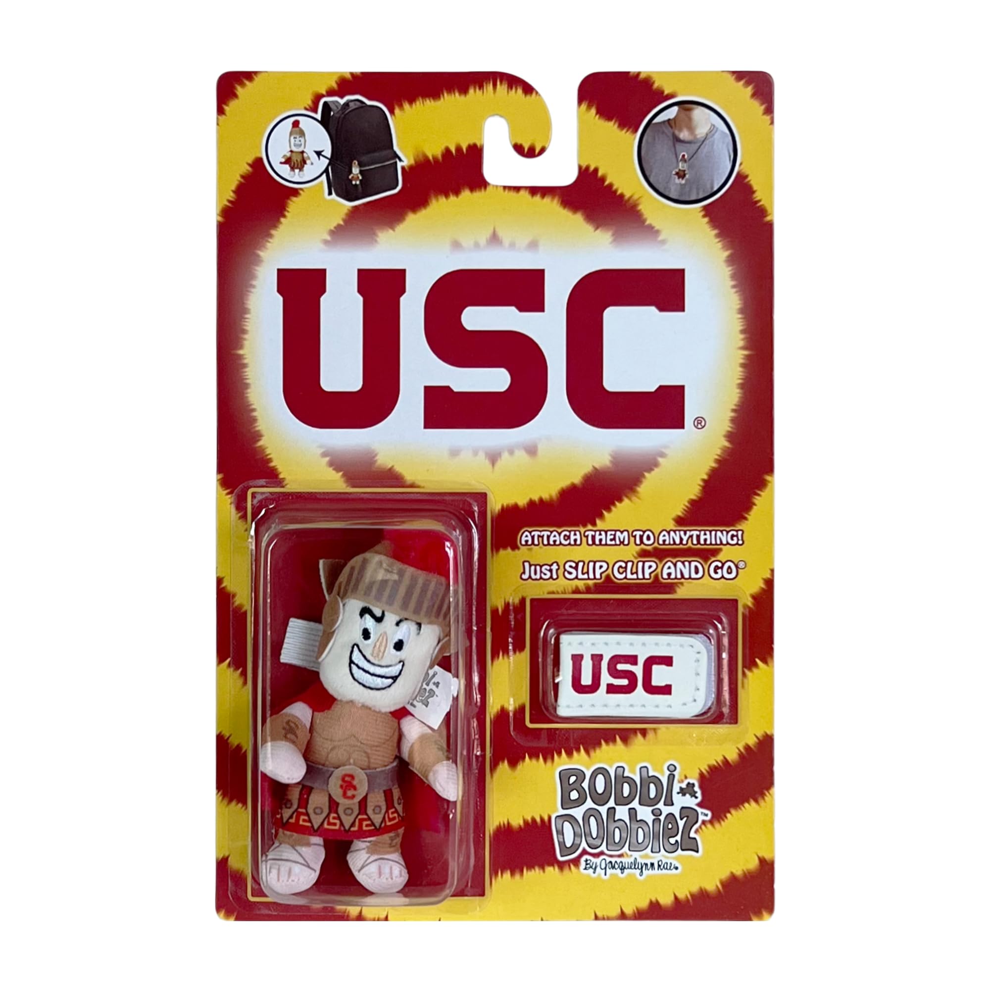 Bobbi-Dobbiez Attachable Plushie USC Tommy Trojan Mascot – Attaches to Backpacks, Bags, Shoes, Water Bottles, and More
