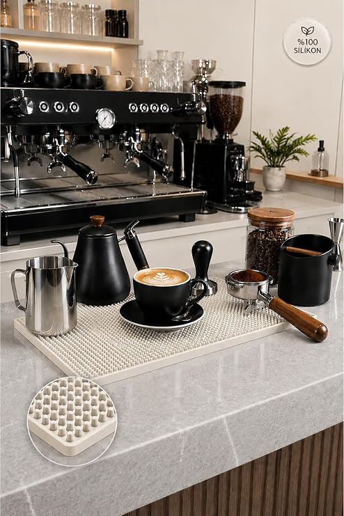 Bar Mat 60x30 –%100 Silikon Kaymaz Tezgah Koruyucu Ekru– Mutfak/Kafe/Bar