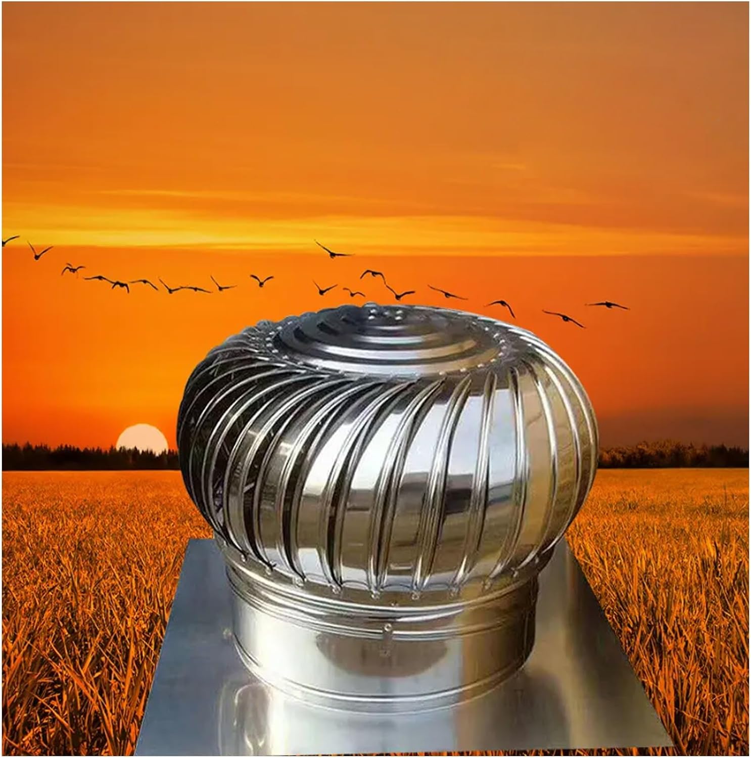 Rotating Chimney Cowl Cap Spinner,Ventilation Chimney Cowl,Roof Vents,Cowl Cap with Claw Base Energy Saving,Anti Downdraught Spinner Cowl,Protector Cap Air Vent Grille