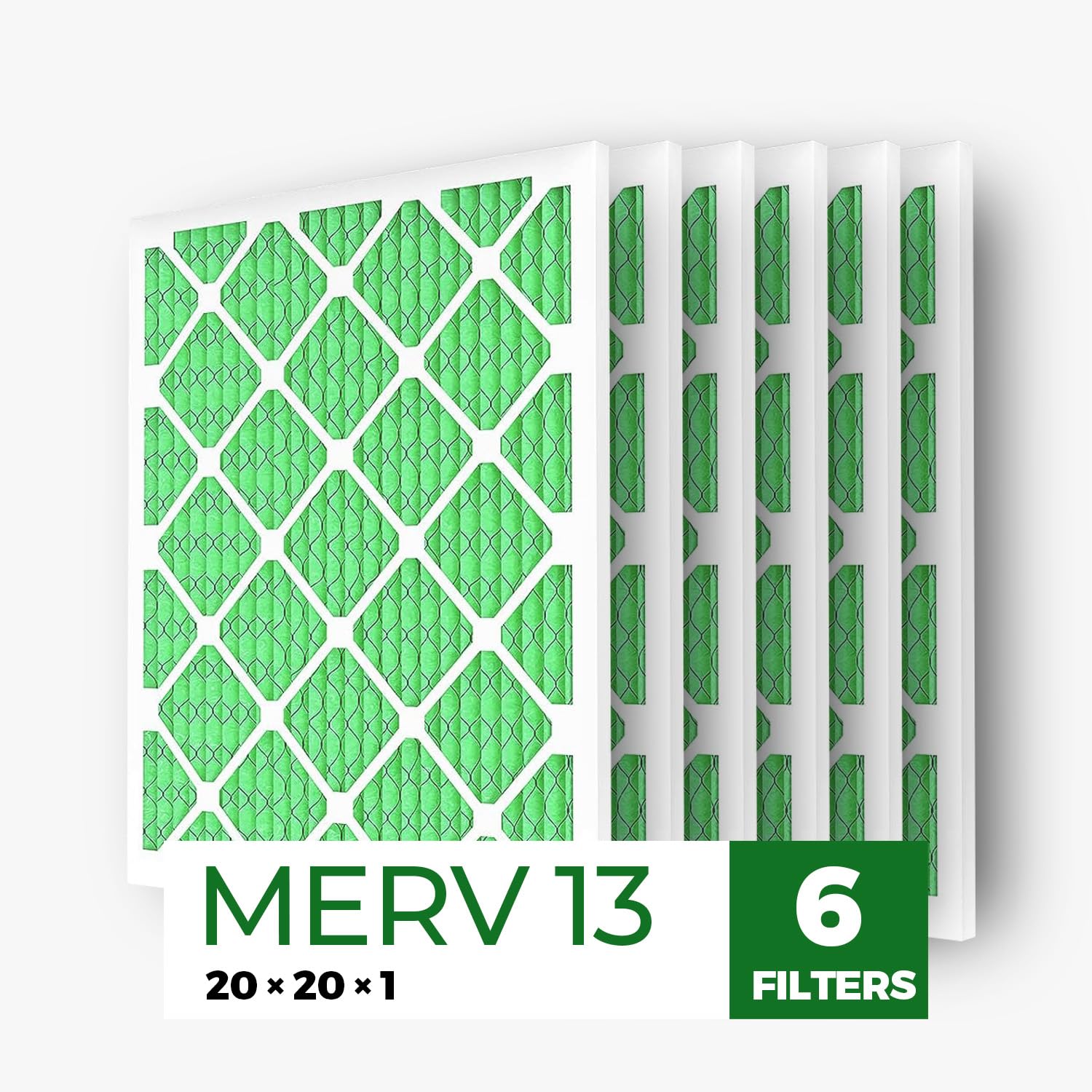 20x20x1, Air Filter MERV 13 (6-pack), HVAC AC Furnace Air Filters Replacement
