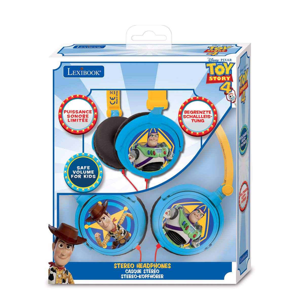 LEXIBOOK Toy Story 4 - Auriculares estéreo con Diadema Plegable y Ajustable, Cascos Audio con Woody, Buzz & Forky HP015TS