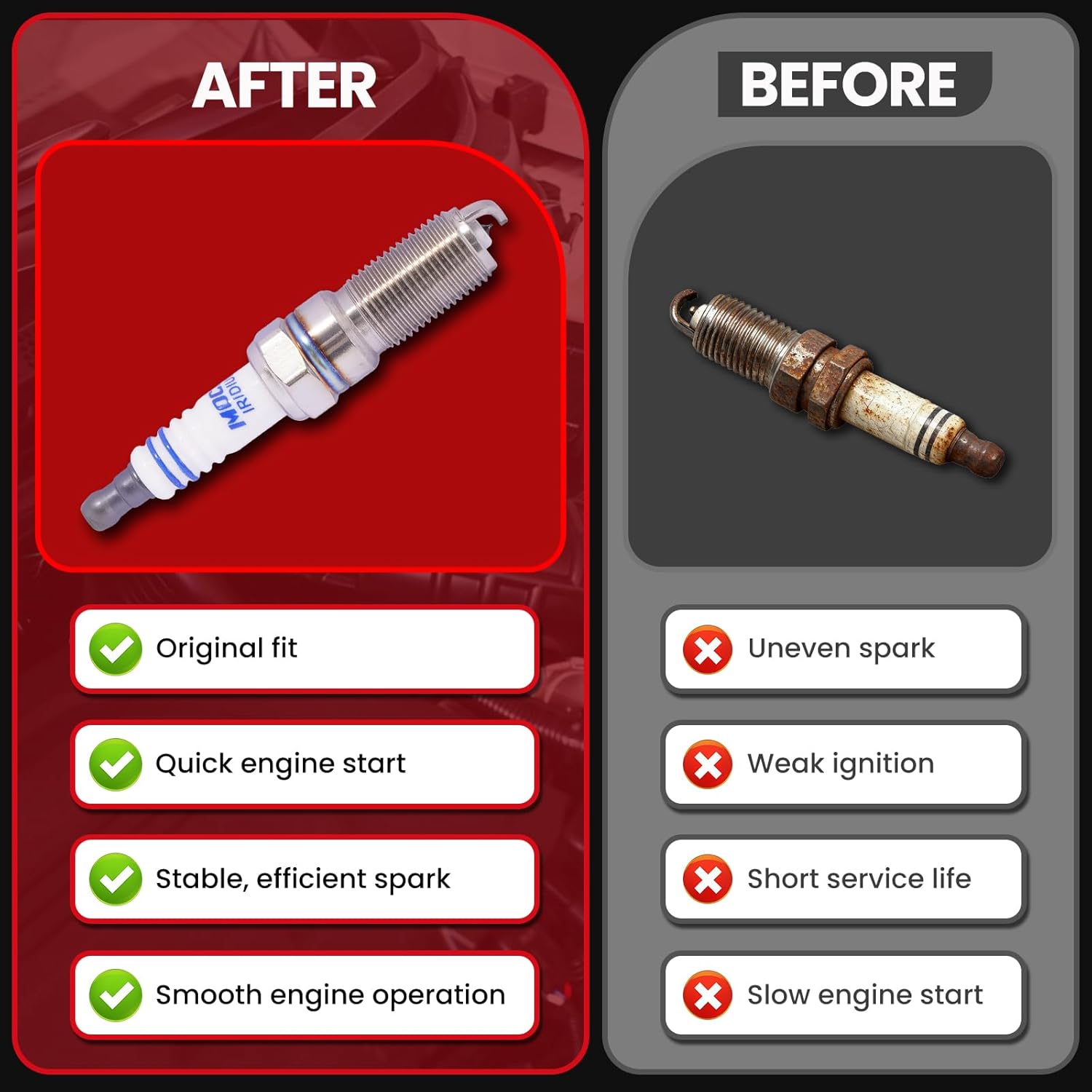 MOCA 41103 Pack of 6 Spark Plugs fits for Buick 2004-2007 Rainier 4.2L, For Chevrolet 2005, 2007-2010 Cobalt 2.2L, 2007-2011 HHR 2.2L, 2007-2008 Malibu 2.2L, 2006-2008 Cobalt 2.4L, And More