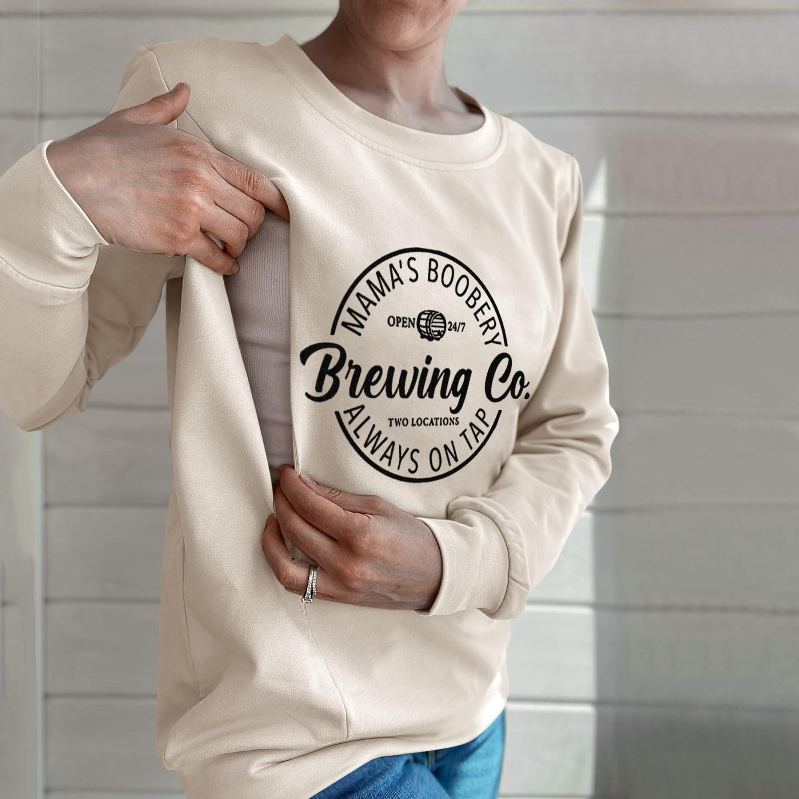 Damen-Pullover, lässig, Still-Sweatshirt, bequem, Reißverschluss, Stillpullover Umstandsmode Stillpullover Damen Pullover Rundhals Stillshirt Stillpullover Langarm Stillzeit Bequem Nursing Top