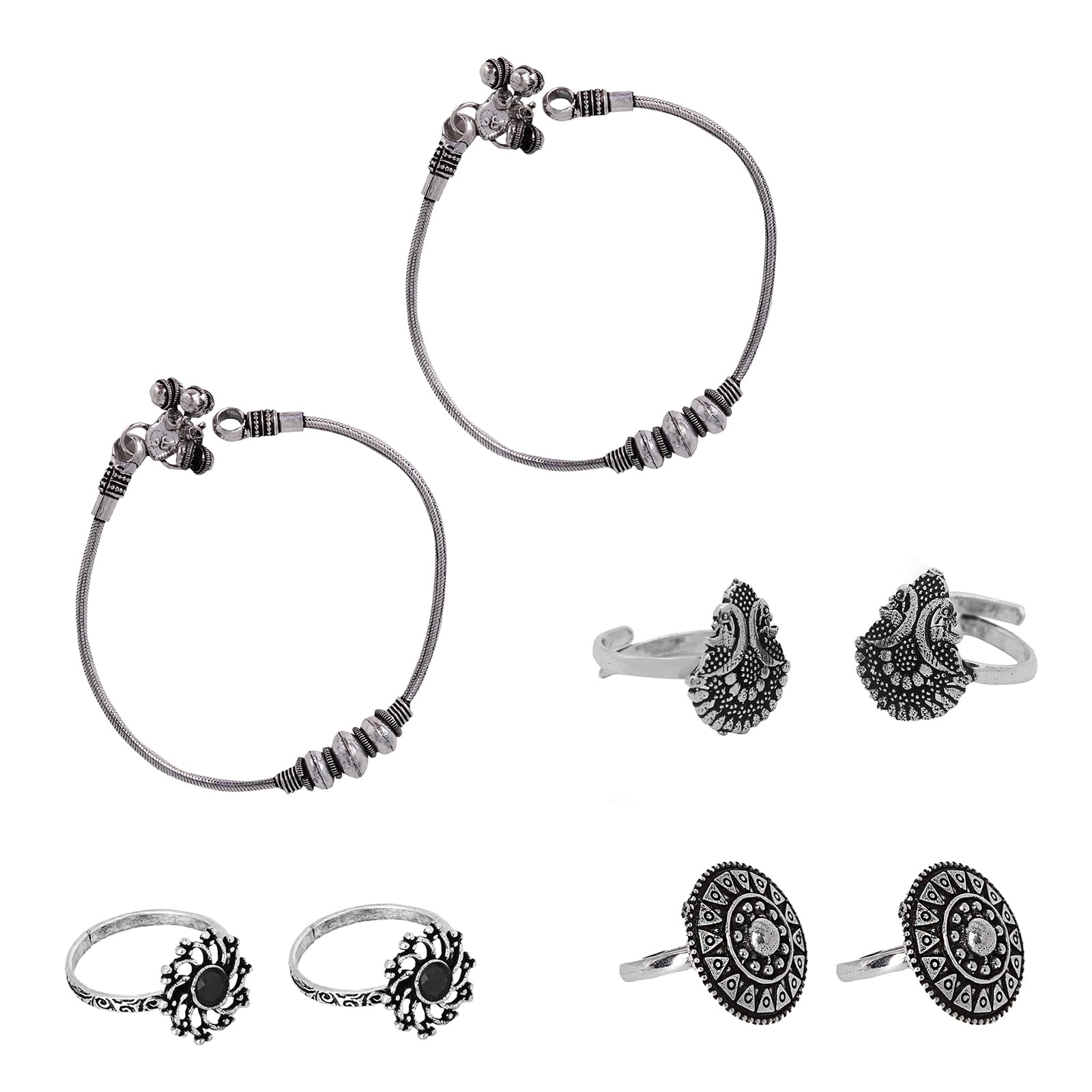 teejh Aruni Set of Anklet and 3 Toe Rings-picture-36