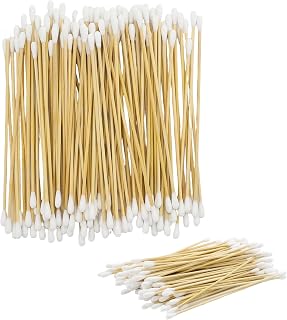 200 pieces cotton swabs long, 15cm bamboo ear sticks, cotton swabs bamboo with double round thick tips for cleaning, eyebrows, makeup, beauty
