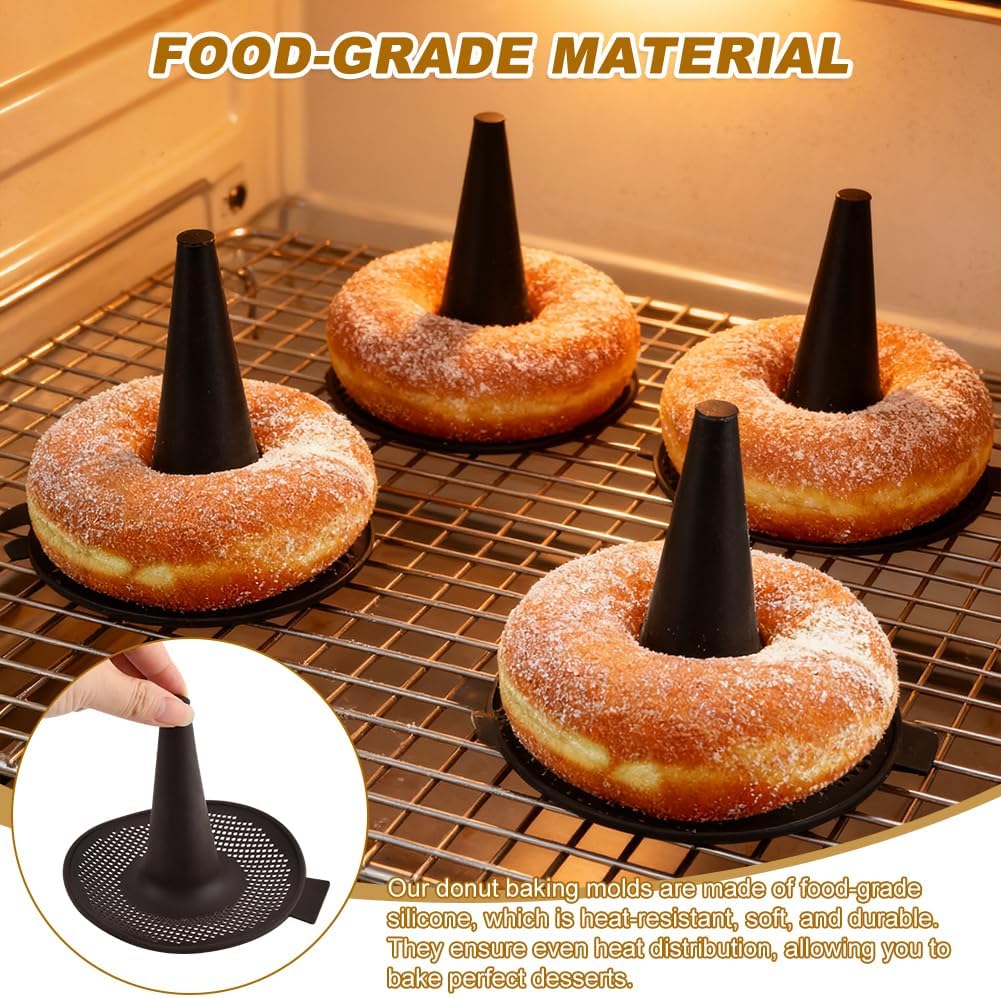 6 Pack Silicone Bagel Mold for Baking, Bagel Pan Set with Ring Donut Mold Shape, Pastry Molds for Bagels, Donuts and Mini Cakes, Brown