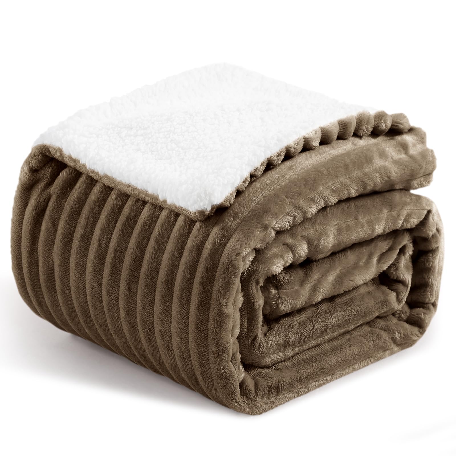Aisbo Kuscheldecke Flauschig Decke Braun - Dicke Cord Sherpa Decke Warm 130x150 cm als Sofadecke Couchdecke, Weich Kuschelige Decke Wohndecke, Sofa Couch Decke Überwurf, Plüsch Decke Winter