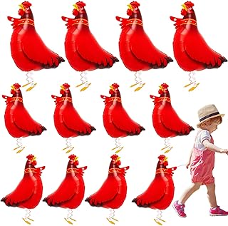 Libima 12 Pcs Chicken Balloons Aluminum Film Farm Animal Decorations Balloons Birthday Party Supplies BBQ Party Decorations Baby Shower Supplies Family Photo Booth Courtyard Decor (Funny Style)