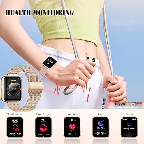 Miniatura 4 de Reloj inteligente (respuestahacer llamadas), reloj inteligente HD de 1.81 pulgadas para mujer, rastreador de actividad física con monitor de sueño