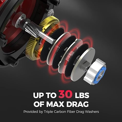 Miniatura 3 de KastKing ReKon Round Baitcasting Fishing Reel, Conventional Baitcasting Reel, Line CounterLevel Wind Trolling Reel, Powerful Carbon Disc Drag,