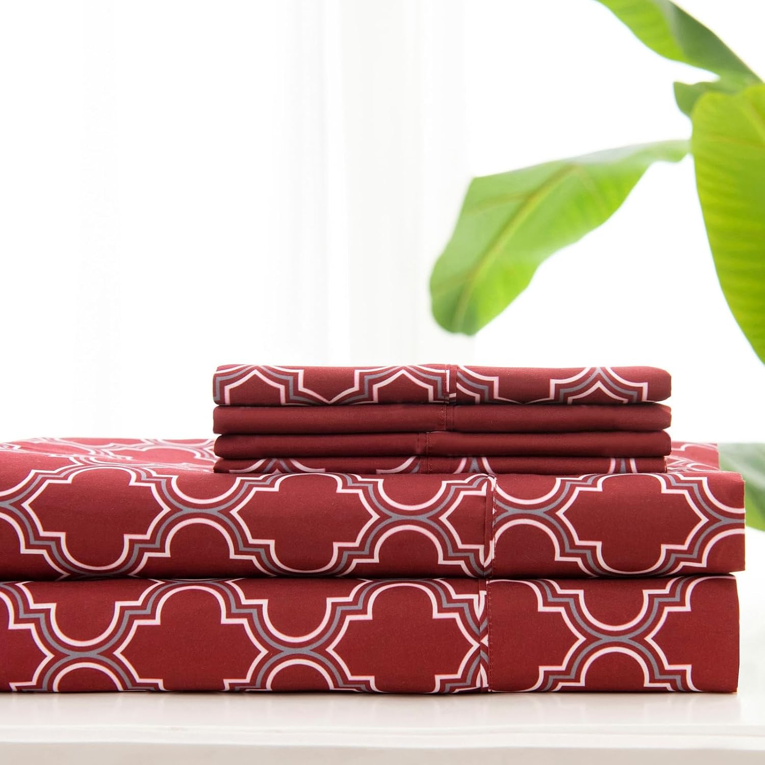 Geometric Microfiber 6-Piece Sheet Set, Soft Mircrofiber Fabric