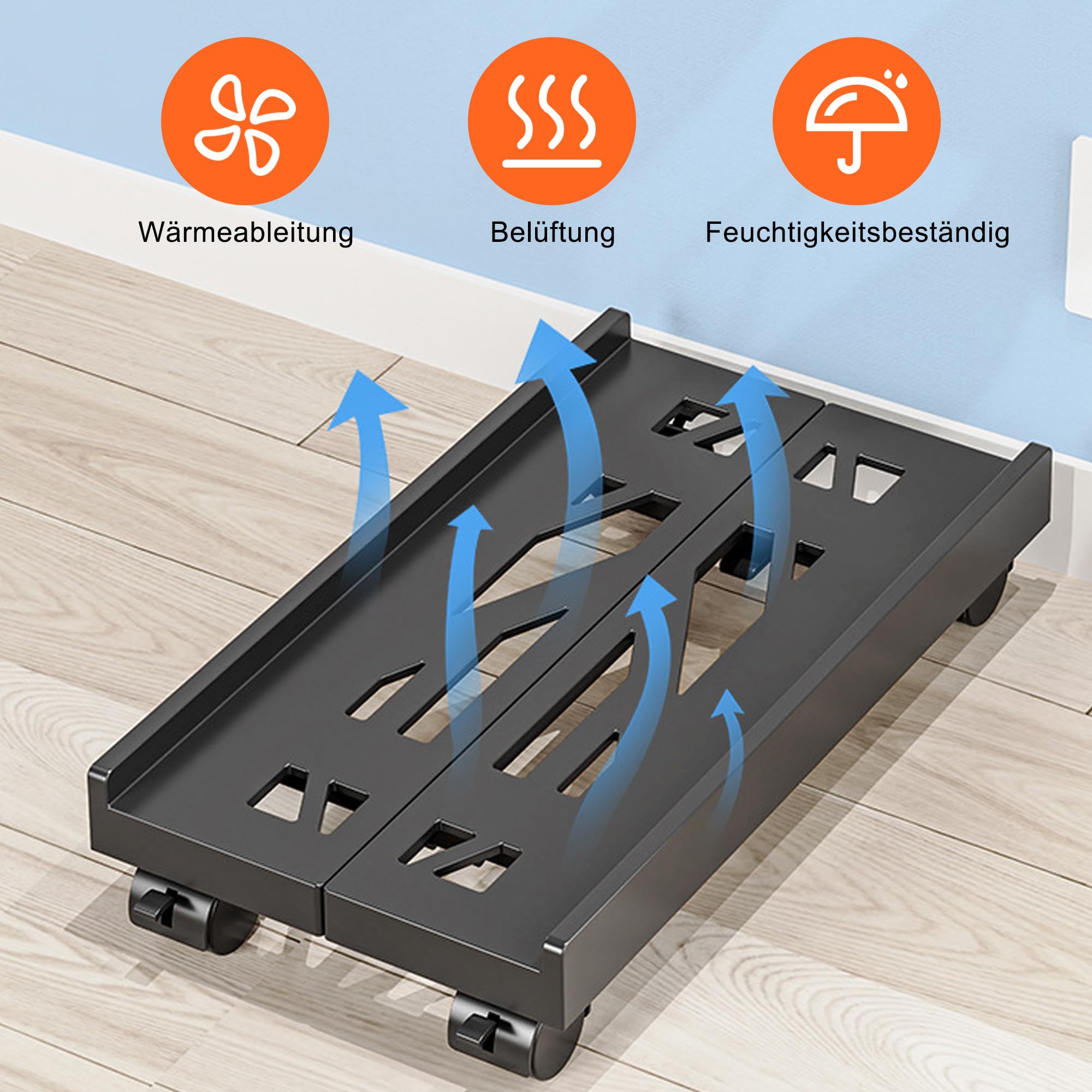 Supporto PC Fisso: Carrello Porta PC con Ruote Supporto per CPU Regolabile Supporto da Pavimento per CPU PC Computer Desktop Piante in Vaso - CPU Holder Cart